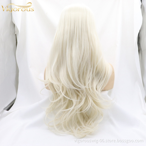 Vigorous 14 natural availble color accept customization black brown blonde long hair wig for black women synthetic wave